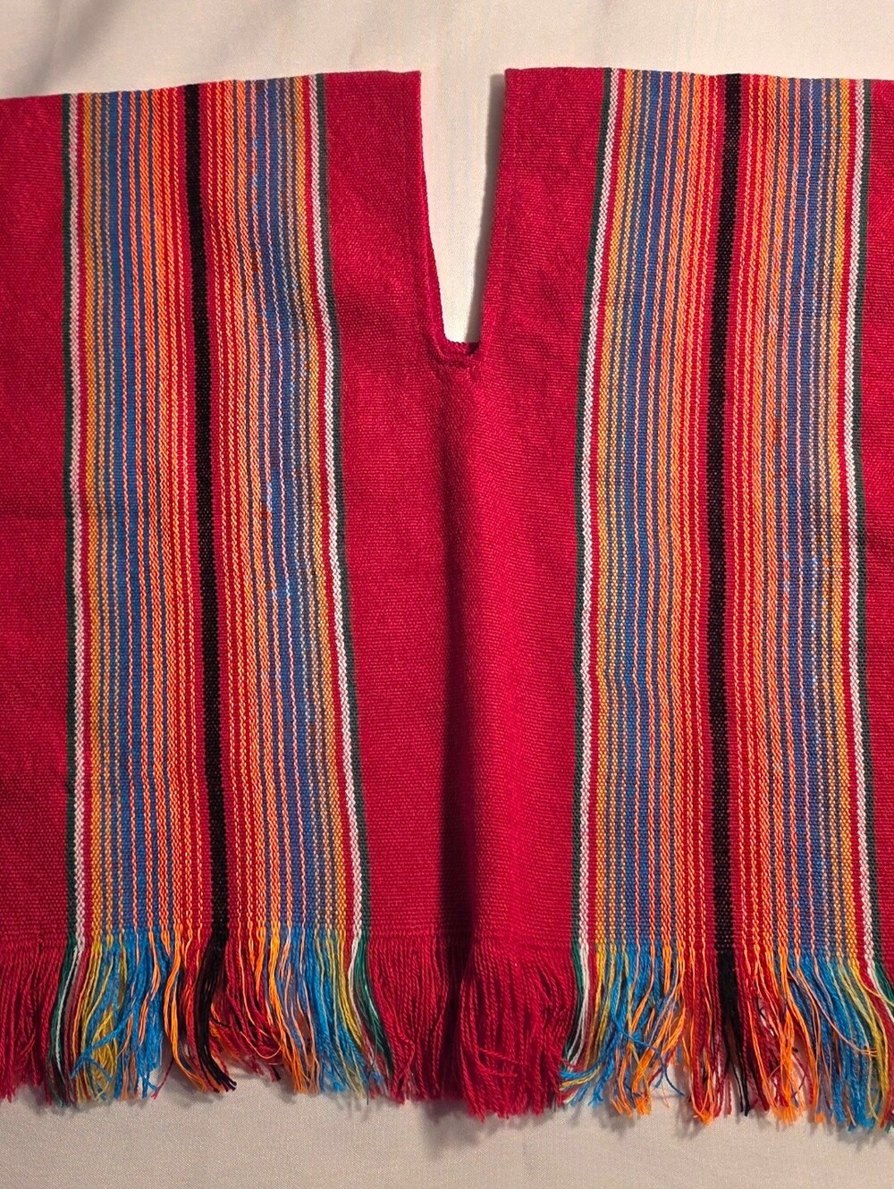 Mexican Sarape Poncho Vibrantly colored stripes Lightwe Baby Sz 9m To 12m #150B7